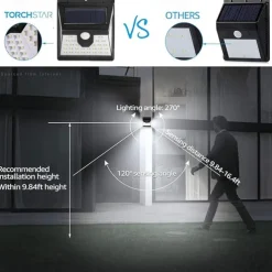 Solar Outdoor Wall Light 40LED IP65 Waterproof Sports Outdoor Wall Light Courtyard Garage Lighting Outdoor Garden 1PC