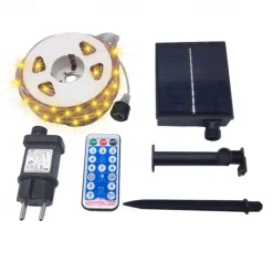 Solar Power String Light 20M 30M 50M with Remote Control Thanksgiving Christmas Outdoor Party Garden Decoration Fairy Lights Plug-in Dual Purpose Gypsophila Copper Wire Lights Set 24V