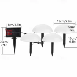 Solar Powered Outdoor Ground Light Five Hemisphere Solar Garden Light Outdoor String Lamp for Lawn Yard Pathways Pool Patio