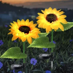 Solar Powered Sunflower Lights, Solar Garden Lights, Outdoor Decorative LED Garden Flower Stakes for Pathway & Lawn Decor
