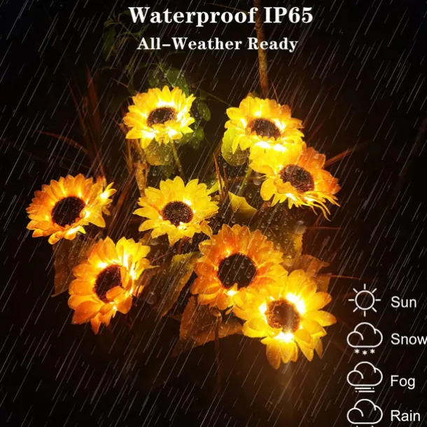 Solar Powered Sunflower Lights, Solar Garden Lights, Outdoor Decorative LED Garden Flower Stakes for Pathway & Lawn Decor