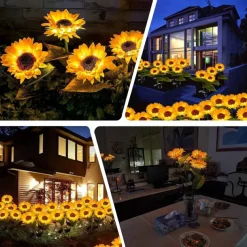 Solar Powered Sunflower Lights, Solar Garden Lights, Outdoor Decorative LED Garden Flower Stakes for Pathway & Lawn Decor