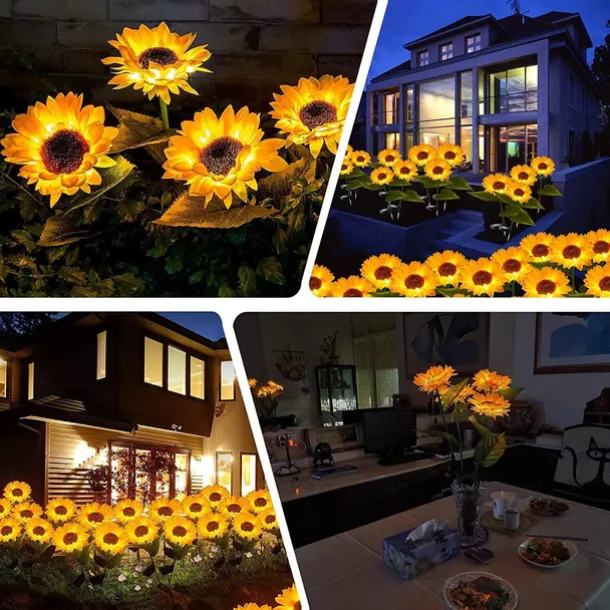 Solar Powered Sunflower Lights, Solar Garden Lights, Outdoor Decorative LED Garden Flower Stakes for Pathway & Lawn Decor