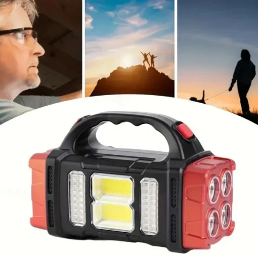 Solar Powered Tactical LED Camping Light - 500 Lumens USB Rechargeable Flashlight, Water Repellent, Long-Range, Multi-Function Outdoor Torch for Outdoor Camping