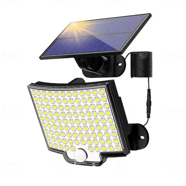 Solar Security Wall Light Outdoor 106LED with Motion Sensor Remote Control IP65 Waterproof 120 Lighting Angle Solar Security Wall Sconce