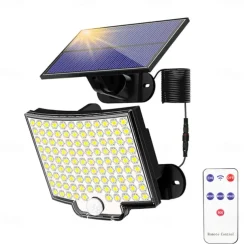 Solar Security Wall Light Outdoor 106LED with Motion Sensor Remote Control IP65 Waterproof 120 Lighting Angle Solar Security Wall Sconce
