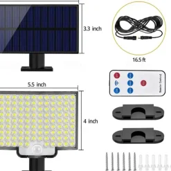 Solar Security Wall Light Outdoor 106LED with Motion Sensor Remote Control IP65 Waterproof 120 Lighting Angle Solar Security Wall Sconce