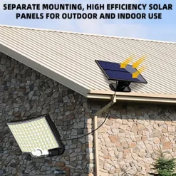 Solar Security Wall Light Outdoor 106LED with Motion Sensor Remote Control IP65 Waterproof 120 Lighting Angle Solar Security Wall Sconce