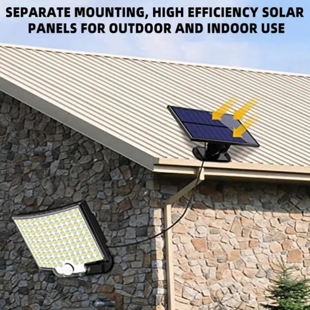 Solar Security Wall Light Outdoor 106LED with Motion Sensor Remote Control IP65 Waterproof 120 Lighting Angle Solar Security Wall Sconce