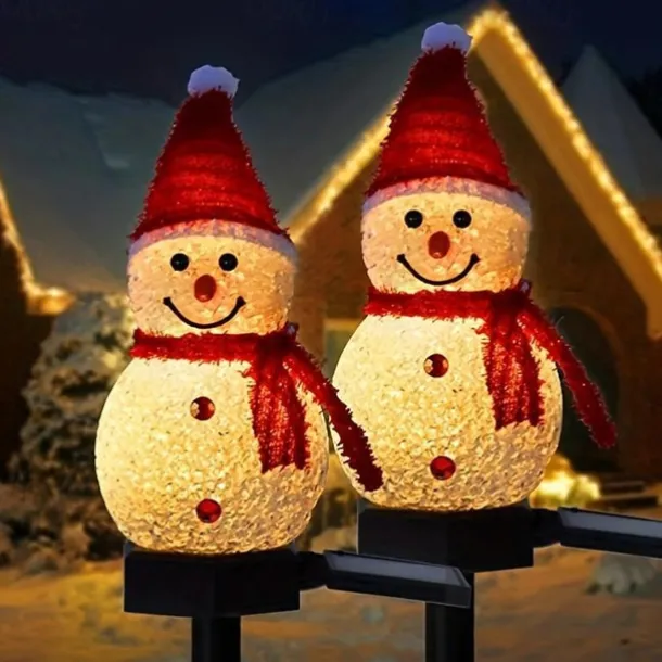 Solar Snowman Light Christmas Outdoor Villa Courtyard Lawn Decoration Garden Waterproof Night Light Christmas Arrangement Ground Insert Lights