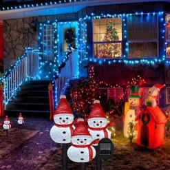 Solar Snowman Light Christmas Outdoor Villa Courtyard Lawn Decoration Garden Waterproof Night Light Christmas Arrangement Ground Insert Lights