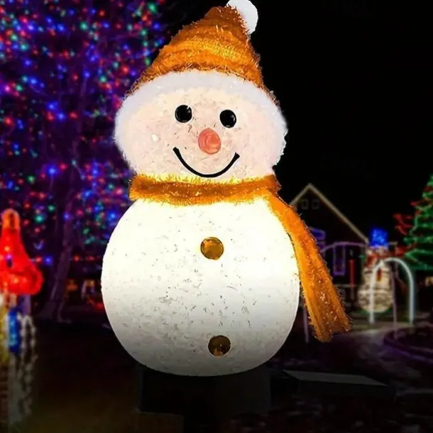 Solar Snowman Light Christmas Outdoor Villa Courtyard Lawn Decoration Garden Waterproof Night Light Christmas Arrangement Ground Insert Lights