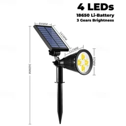Solar Spot Lights Outdoor 2-in-1 Solar Landscape Spotlights Security Lights IP65 Waterproof Wall Lights for Walkway Yard Garden Driveway Pathway Garden 4/7 LED Beads