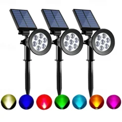 Solar Spot Lights Outdoor 2-in-1 Solar Landscape Spotlights Security Lights IP65 Waterproof Wall Lights for Walkway Yard Garden Driveway Pathway Garden 4/7 LED Beads