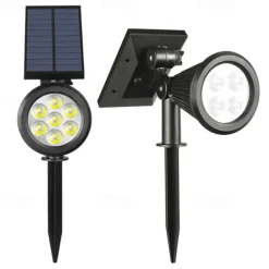 Solar Spot Lights Outdoor 2-in-1 Solar Landscape Spotlights Security Lights IP65 Waterproof Wall Lights for Walkway Yard Garden Driveway Pathway Garden 4/7 LED Beads