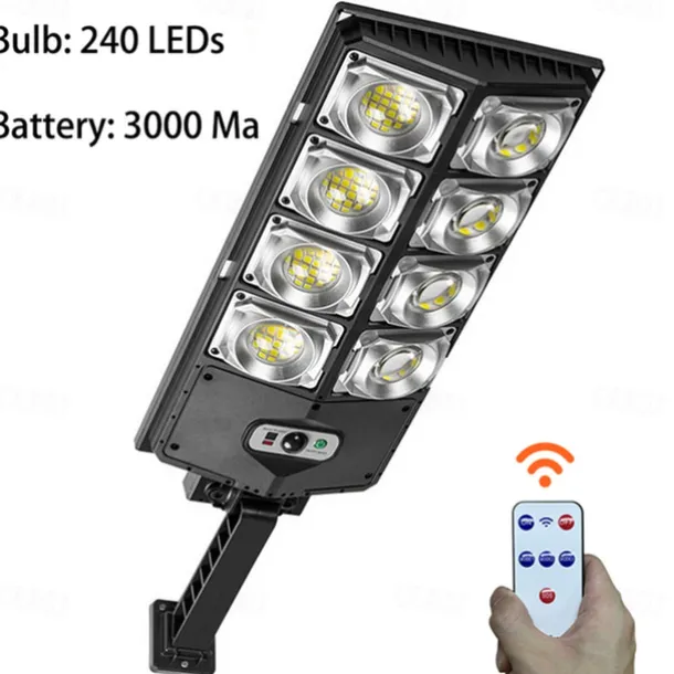 Solar Street Lights Outdoor Waterproof High Brightness Dusk to Dawn LED Lamp with Motion Sensor Remote Control for Garden Patio Porch Garage