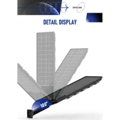 Solar Street Lights Outdoor Waterproof High Brightness Dusk to Dawn LED Lamp with Motion Sensor Remote Control for Garden Patio Porch Garage