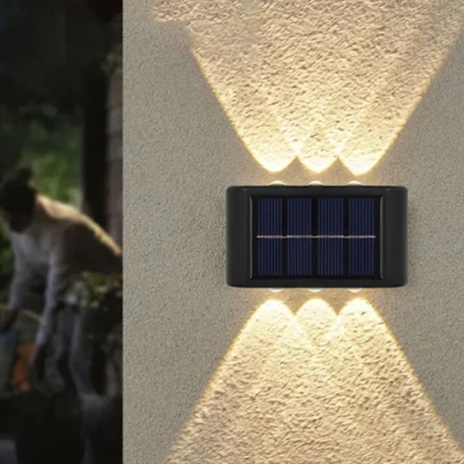 Solar Wall Lamp Glow Up and Down 6 LEDs Outdoor Waterproof Courtyard Light Outdoor Villa Wall Fence Porch Lighting Decoration Solar Wall Washing Lights