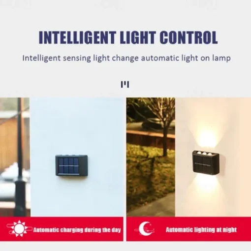 Solar Wall Lamp Glow Up and Down 6 LEDs Outdoor Waterproof Courtyard Light Outdoor Villa Wall Fence Porch Lighting Decoration Solar Wall Washing Lights