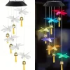Solar Wind Chimes Bell Dragonfly LED Lights Outdoor Waterproof Auto Light Color-Changing Solar Powered Hanging Lights for Courtyard Garden Patio Festival Decoration