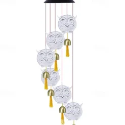 Solar Wind Chimes Bell Dragonfly LED Lights Outdoor Waterproof Auto Light Color-Changing Solar Powered Hanging Lights for Courtyard Garden Patio Festival Decoration