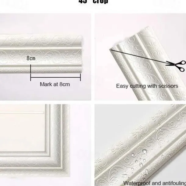 Solid Color 3D Wallpaper Border Waistline Baseboard Peel and Stick Self Adhesive Marble Waterproof PVC/Vinyl Modern Wall Decal for Room Multiple Size