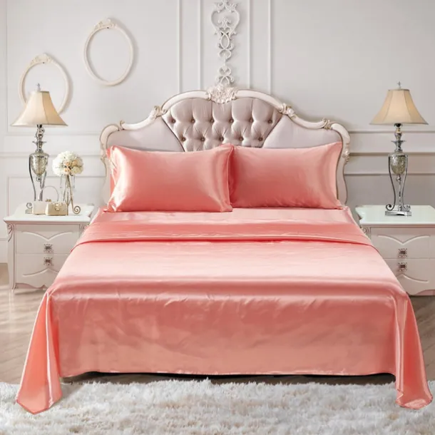 Solid Color Satin Bed Sheet Bed Sheet Set