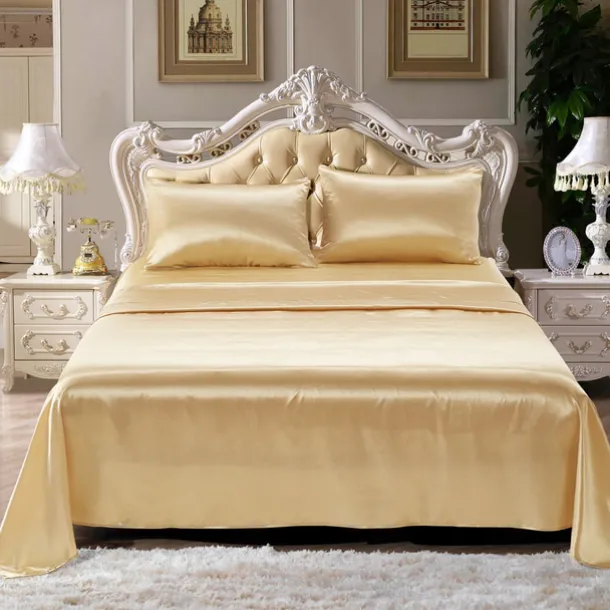 Solid Color Satin Bed Sheet Bed Sheet Set