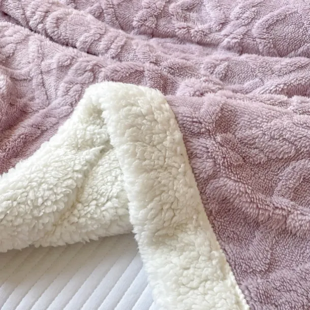 Solid Color Thickened Warm Double Layer Lamb Cashmere Jacquard Blanket Office Nap Blanket Sofa Warmer Super Soft Blankets