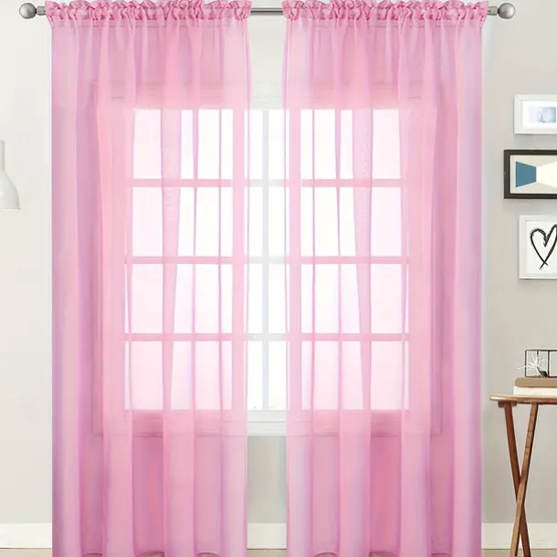 Solid Color Trilon Curtains, Gauze Curtains, Semi-Blackout Balcony Thin Curtains