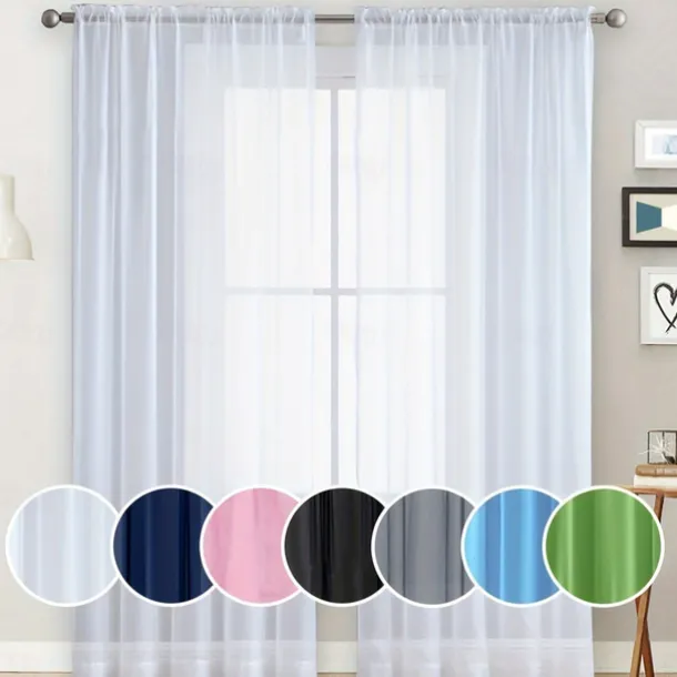 Solid Color Trilon Curtains, Gauze Curtains, Semi-Blackout Balcony Thin Curtains