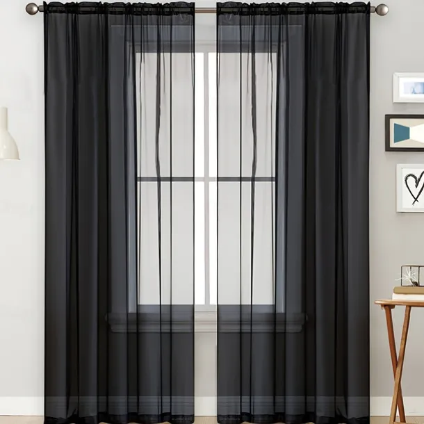 Solid Color Trilon Curtains, Gauze Curtains, Semi-Blackout Balcony Thin Curtains
