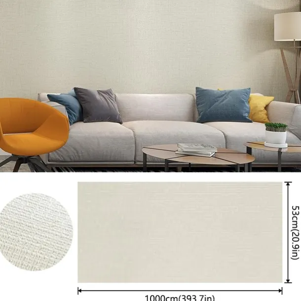 Solid Color Wallpaper Waterproof Plain Cloth Self Adhesive Wall Covering for Bedroom Living Room Wall Sticker 53x1000cm / 20.87''x393.7''