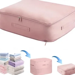 Space Saving Self Compression Organizer, Oxford Fabric Compression Bags for Clothes, Blankets, Comforters, Extra Large Travel & Storage Organizer for Quilts and Winter Jackets