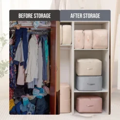 Space Saving Self Compression Organizer, Oxford Fabric Compression Bags for Clothes, Blankets, Comforters, Extra Large Travel & Storage Organizer for Quilts and Winter Jackets