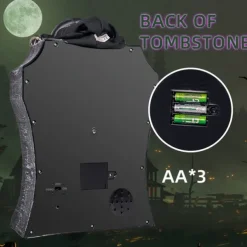 Spooky Halloween Cemetery Decor - Electric Grave Marker with Glowing Red Eyes & 