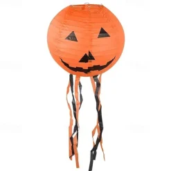Spooky Halloween Pumpkin Lantern with Whisker Paper Perfect for Ghost Festival Atmosphere Arrangement and Home Decor
