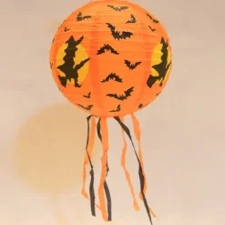 Spooky Halloween Pumpkin Lantern with Whisker Paper Perfect for Ghost Festival Atmosphere Arrangement and Home Decor