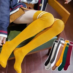 Spring And Autumn New Micro-pressure Stovepipe Over The Knee + Calf Socks Japanese Korean College Style Student High Stockings Football Socks