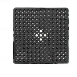 Square Bath Mat Non-slip Shower Mats - 21 x 21 inch Non Slip Bathtub Mat with Suction Cup, Safety Shower Stall Mats for Kids & Elderly, Shower Mat with Drain Holes, Machine Washable, Clear White