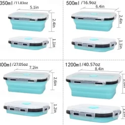 Square Silicone Crisper Refrigerator Outdoor Portable Lunch Box Retractable Folding Silicone Lunch Box Set