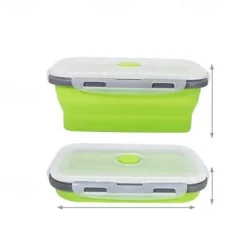 Square Silicone Crisper Refrigerator Outdoor Portable Lunch Box Retractable Folding Silicone Lunch Box Set
