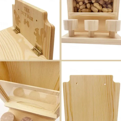 Squirrel Feeders for Outside Wooden Squirrel Window Feeder Nut Bar Squirrel Feeder Versatile Chipmunk Feeder Squirrel Feeding House for Windowsill Balcony