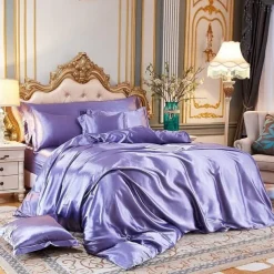 Stain Silk Duvet Cover Bedding Sets Comforter Cover with 1 Duvet Cover or Coverlet，1Sheet，2 Pillowcases for Double/Queen/King(1 Pillowcase for Twin/Single)
