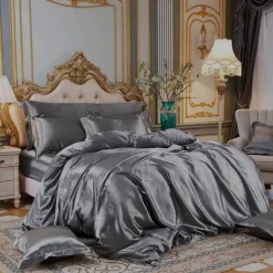 Stain Silk Duvet Cover Bedding Sets Comforter Cover with 1 Duvet Cover or Coverlet，1Sheet，2 Pillowcases for Double/Queen/King(1 Pillowcase for Twin/Single)