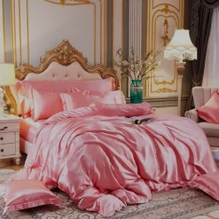 Stain Silk Duvet Cover Bedding Sets Comforter Cover with 1 Duvet Cover or Coverlet，1Sheet，2 Pillowcases for Double/Queen/King(1 Pillowcase for Twin/Single)