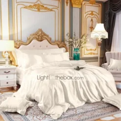 Stain Silk Duvet Cover Bedding Sets Comforter Cover with 1 Duvet Cover or Coverlet，1Sheet，2 Pillowcases for Double/Queen/King(1 Pillowcase for Twin/Single)