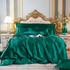 Stain Silk Duvet Cover Bedding Sets Comforter Cover with 1 Duvet Cover or Coverlet，1Sheet，2 Pillowcases for Double/Queen/King(1 Pillowcase for Twin/Single)