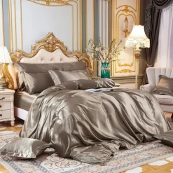 Stain Silk Duvet Cover Bedding Sets Comforter Cover with 1 Duvet Cover or Coverlet，1Sheet，2 Pillowcases for Double/Queen/King(1 Pillowcase for Twin/Single)