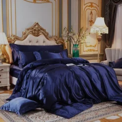 Stain Silk Duvet Cover Bedding Sets Comforter Cover with 1 Duvet Cover or Coverlet，1Sheet，2 Pillowcases for Double/Queen/King(1 Pillowcase for Twin/Single)